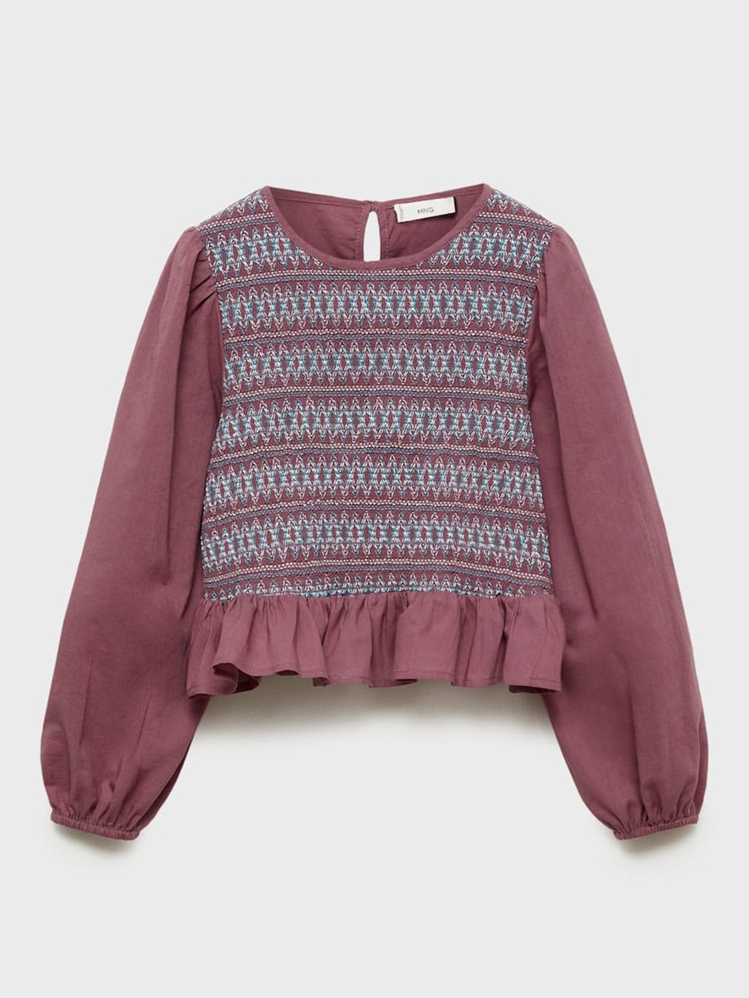 

Mango Kids Girls Embroidered Blouson Top, Mauve