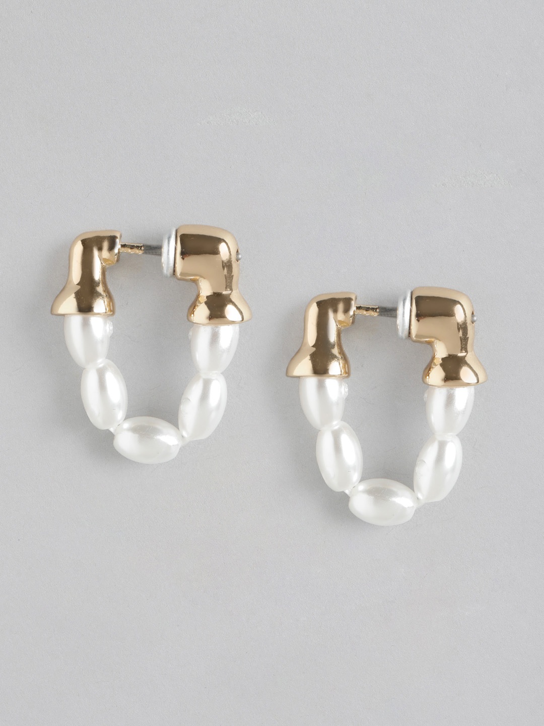 

Forever New Gold Plated Beaded Classic Hoop Earrings, White