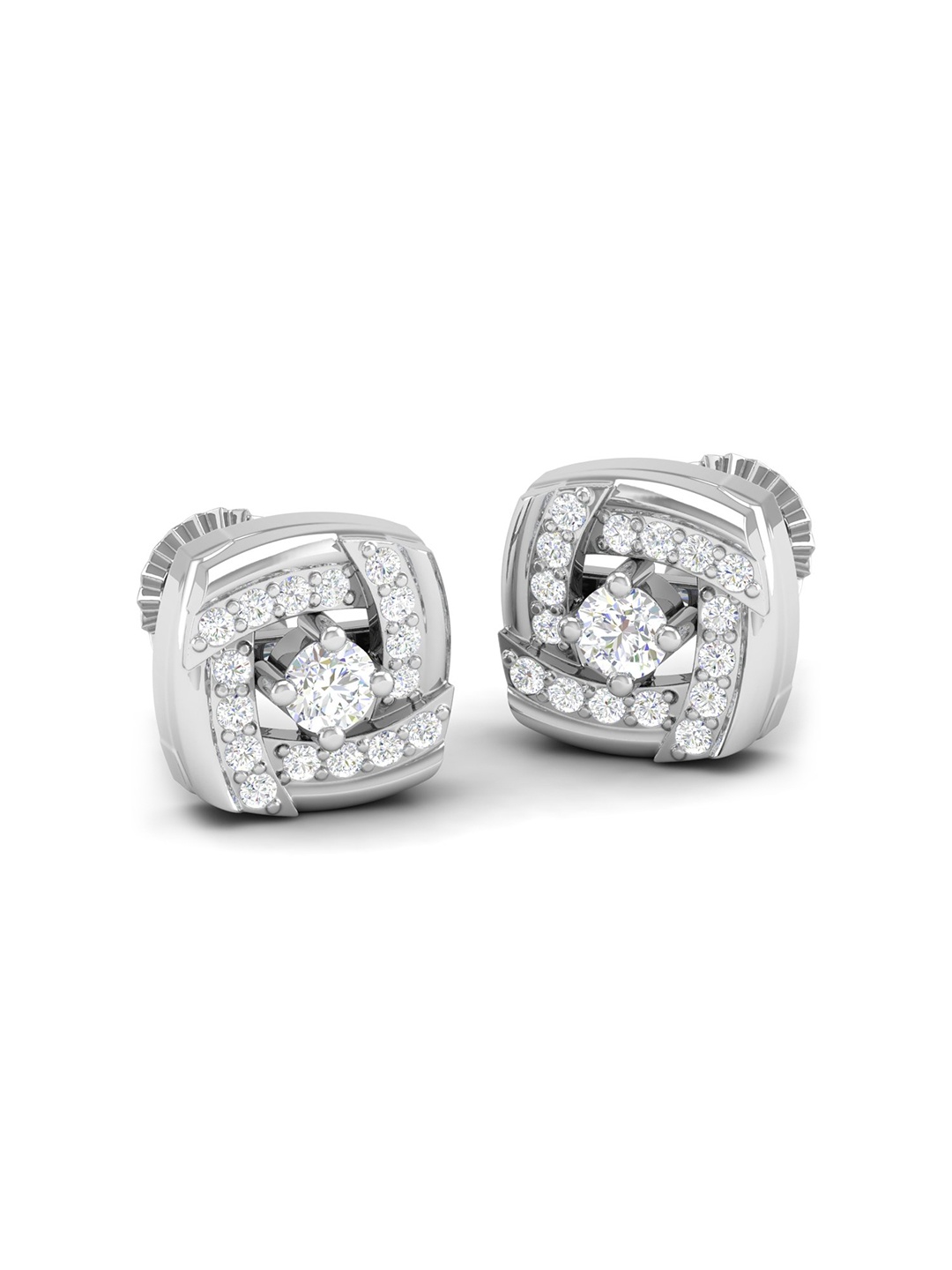 

AKSHAT SAPPHIRE 92.5 Pure Sterling Silver Rhodium Plated Cubic Zirconia Studded Earrings, White