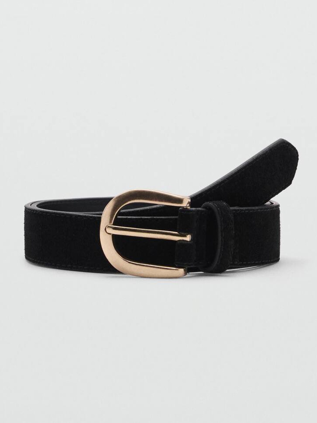 

MANGO Women Leather Belt, Black