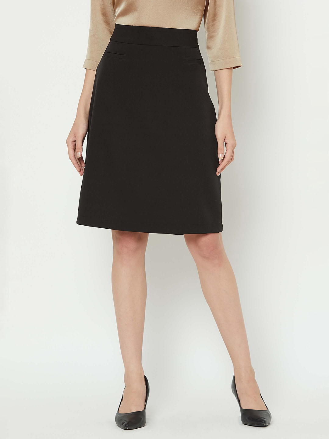 

SALT ATTIRE A-Line Knee Length Skirts, Black