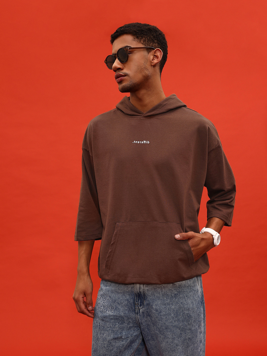 

glitchez Funky Fits Terry Oversized Hooded Sweatshirt, Brown