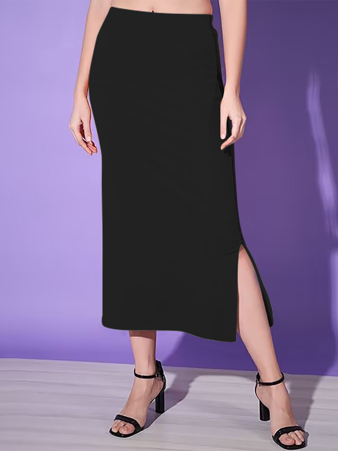 

Dream Beauty Fashion Solid Side Slit Pencil Midi Skirt, Black