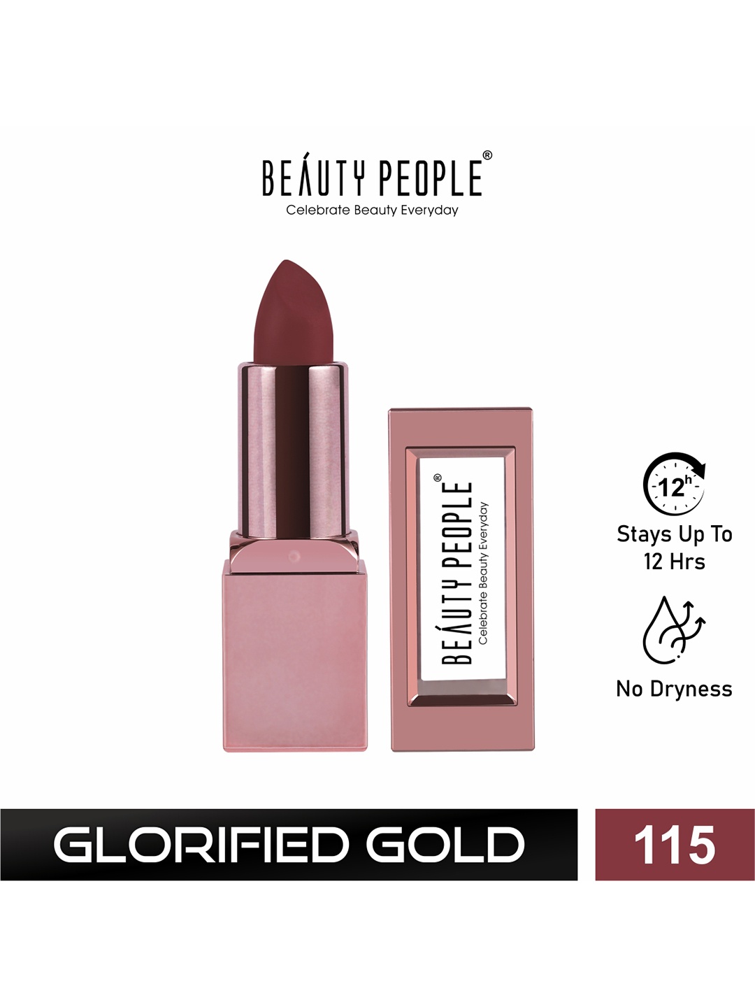 

Beauty People Glorified Gold Creamy Matte Lipstick - 3.8g - Vianne Rocher 115, Brown