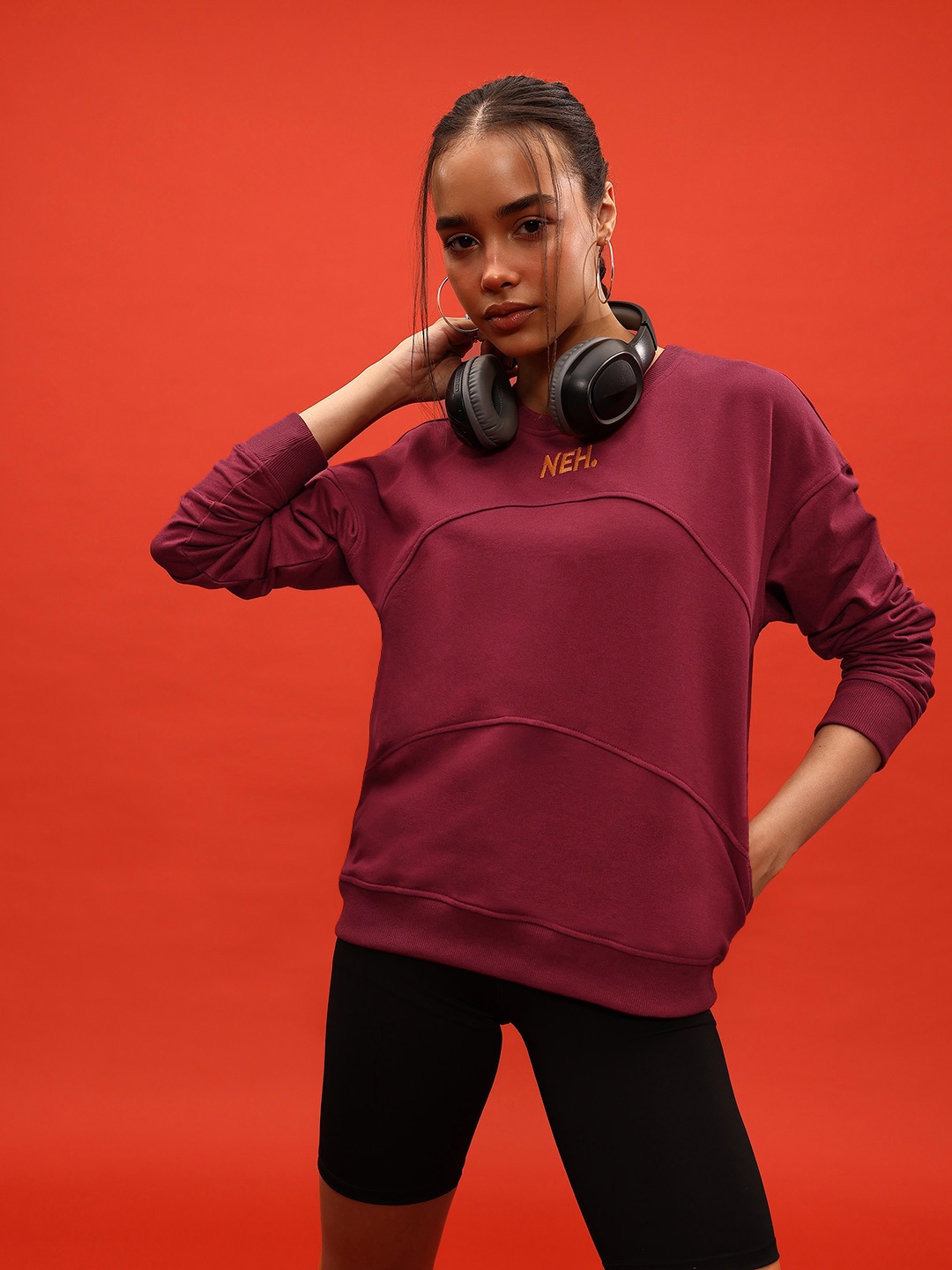 

DressBerry Radiant Ruby Printed Detail Sweatshirt, Maroon