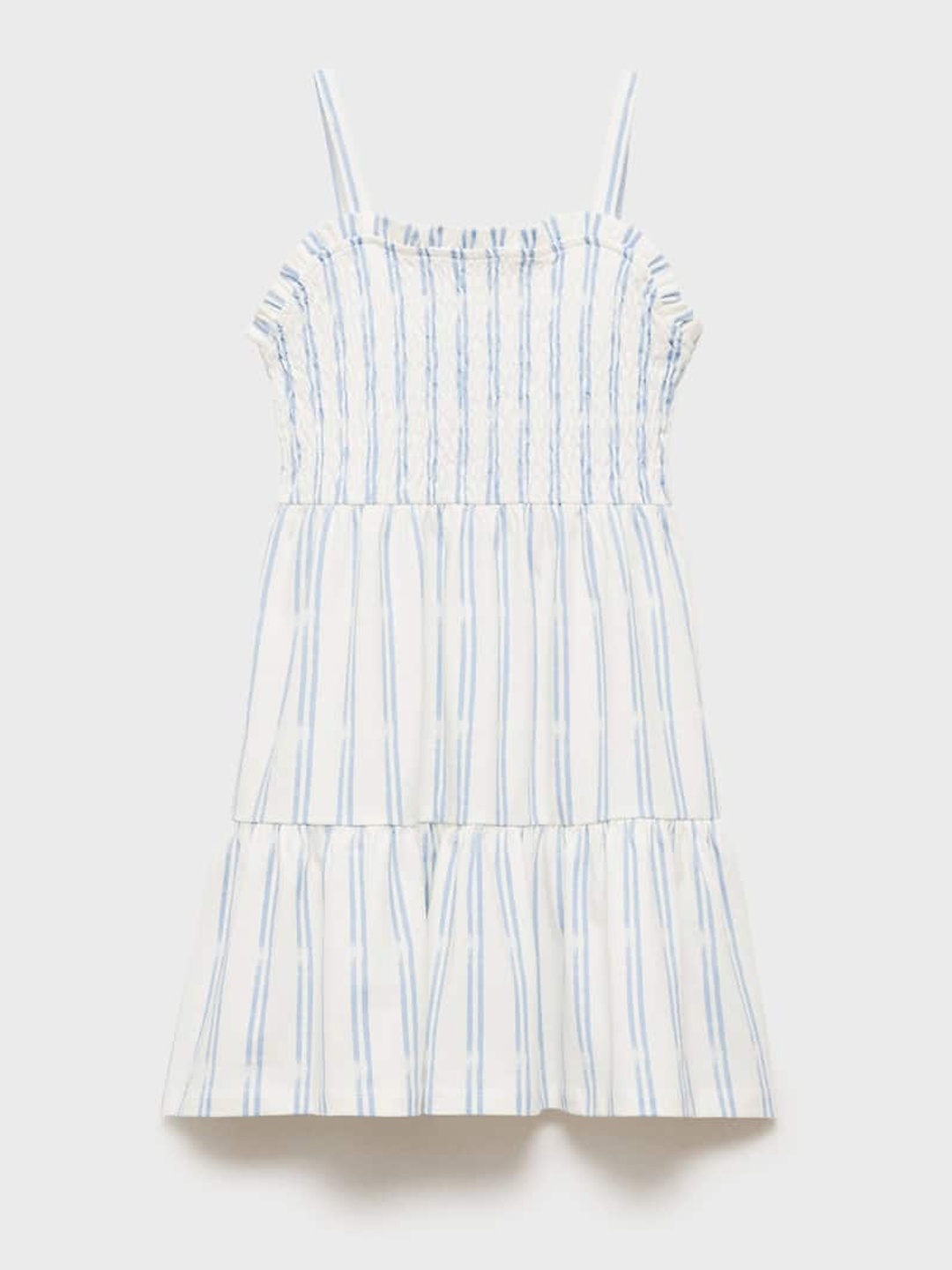 

Mango Kids Girls Striped Pure Cotton Fit & Flare Dress with Smoked Detail, Off white