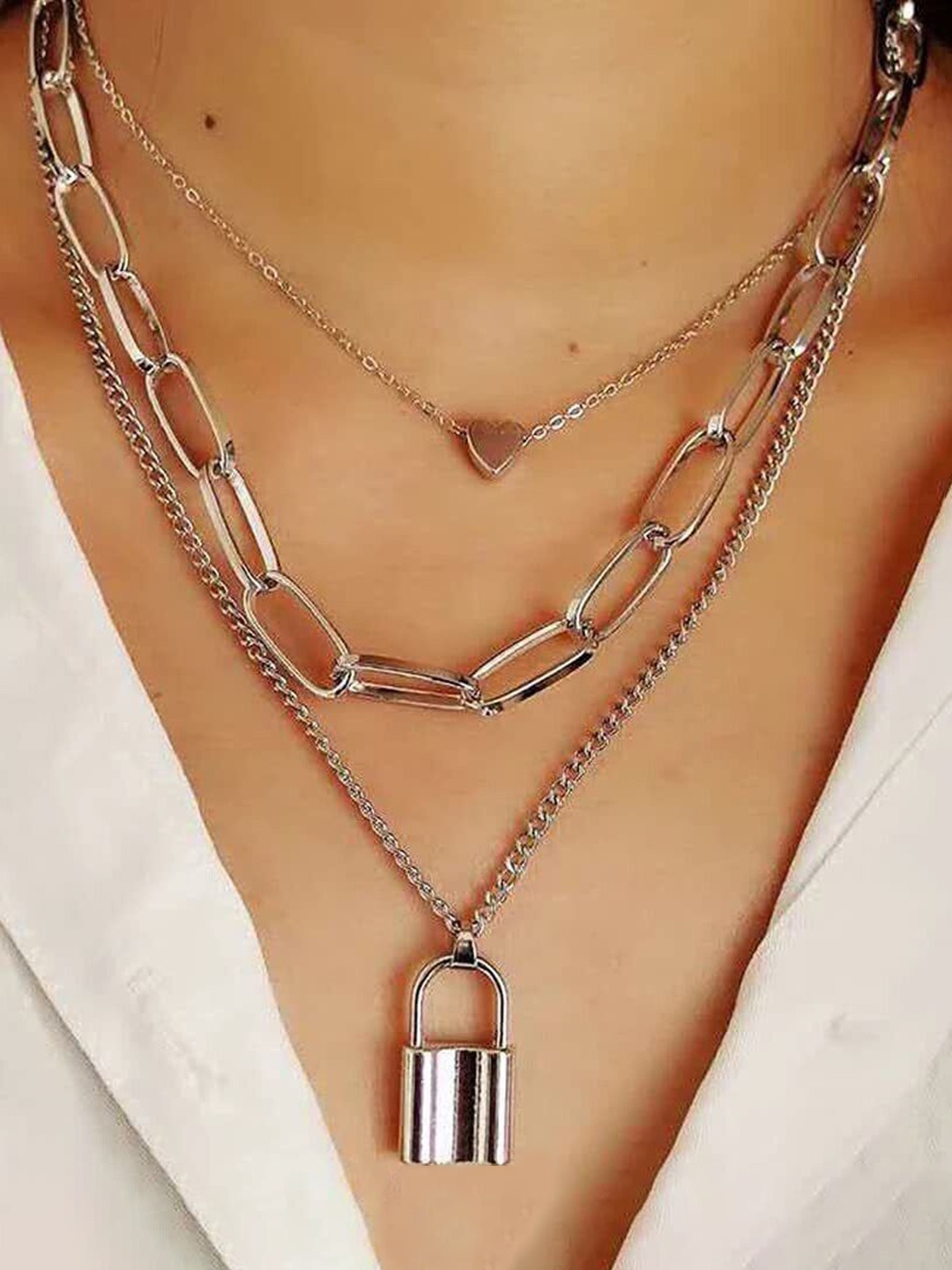 

Oxidized Heaven Silver-Plated Layered Necklace