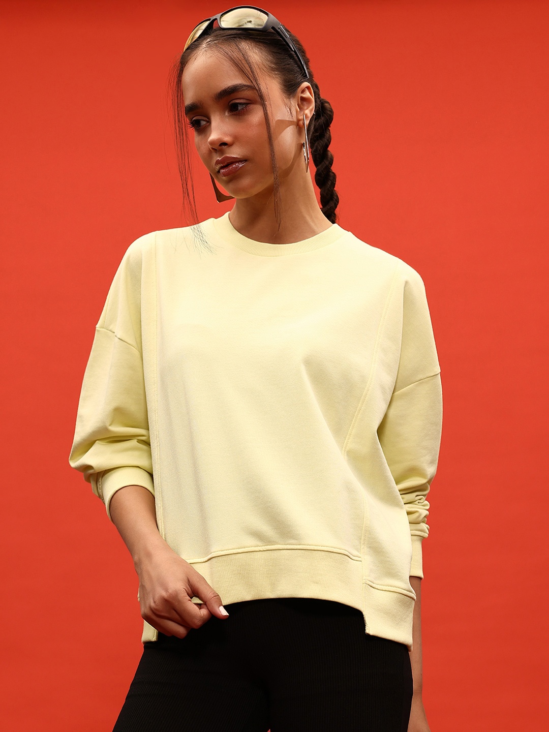 

glitchez Elevated Essentials Drop-Shoulder Oversized Sweatshirt, Yellow