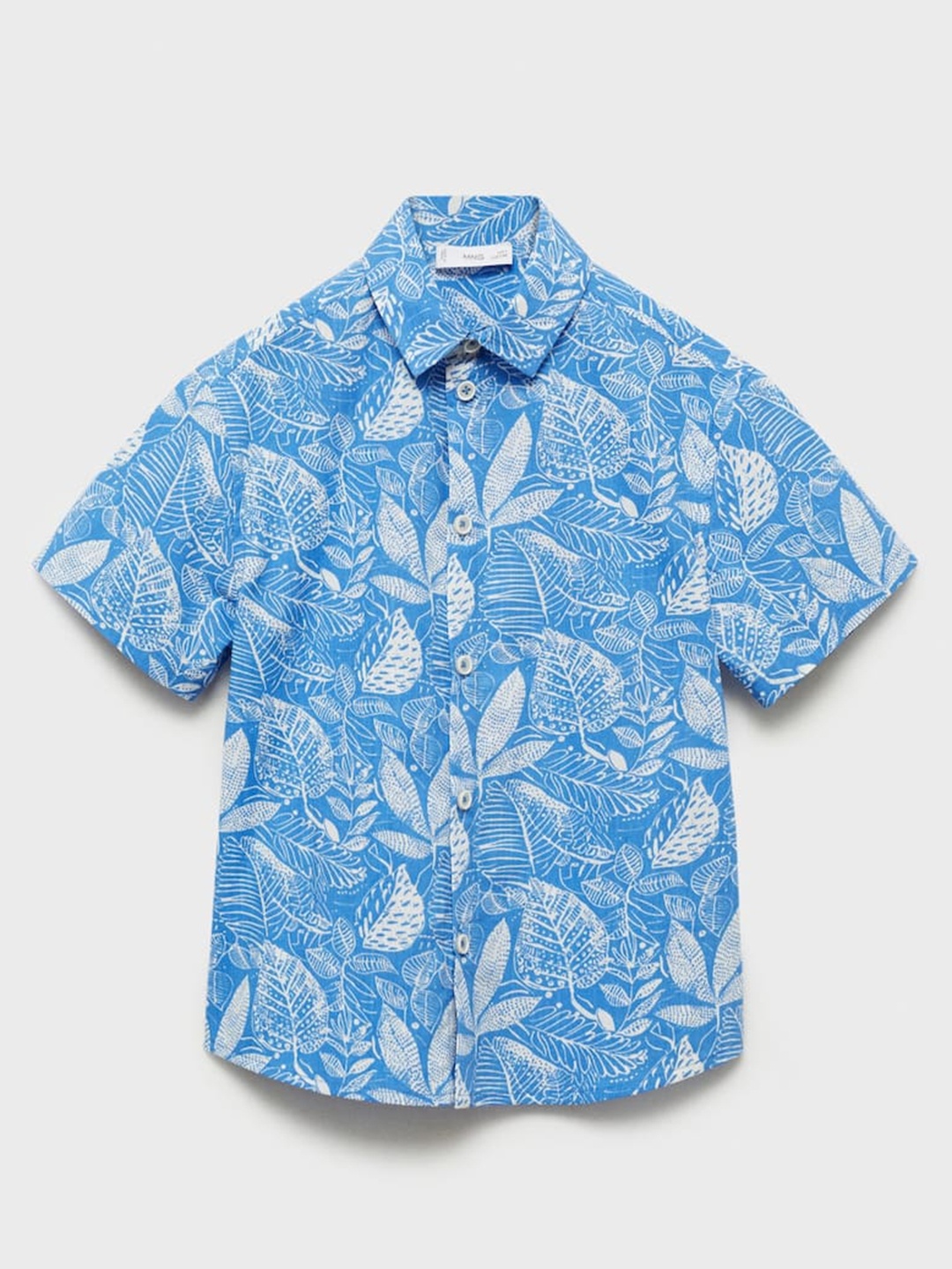 

Mango Kids Boys Organic Cotton Floral Printed Casual Shirt, Blue