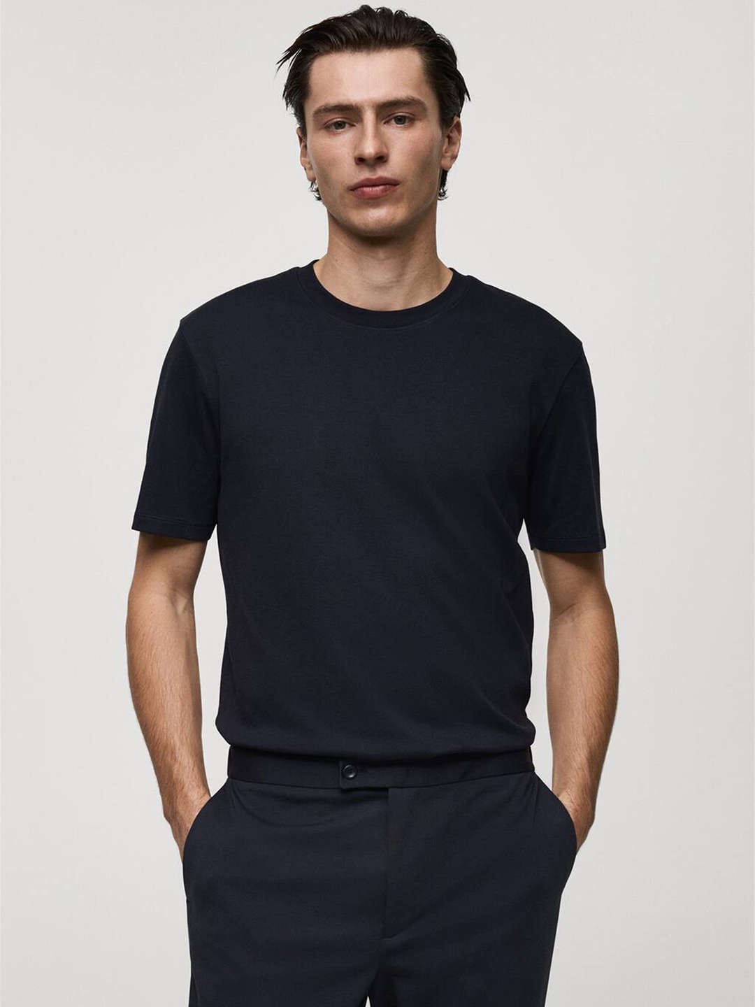 

MANGO MAN Pure Cotton T-shirt, Navy blue