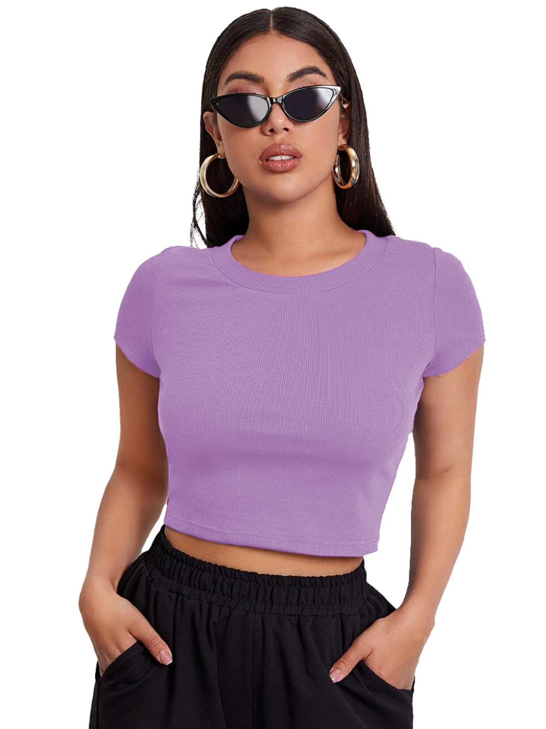 

BAESD Striped Crop Top, Lavender