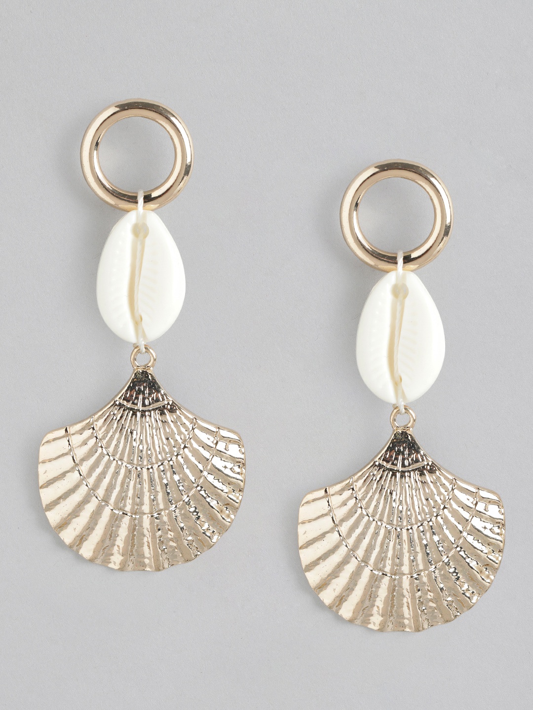 

Forever New Gold Plated Shell Contemporary Drop Earrings