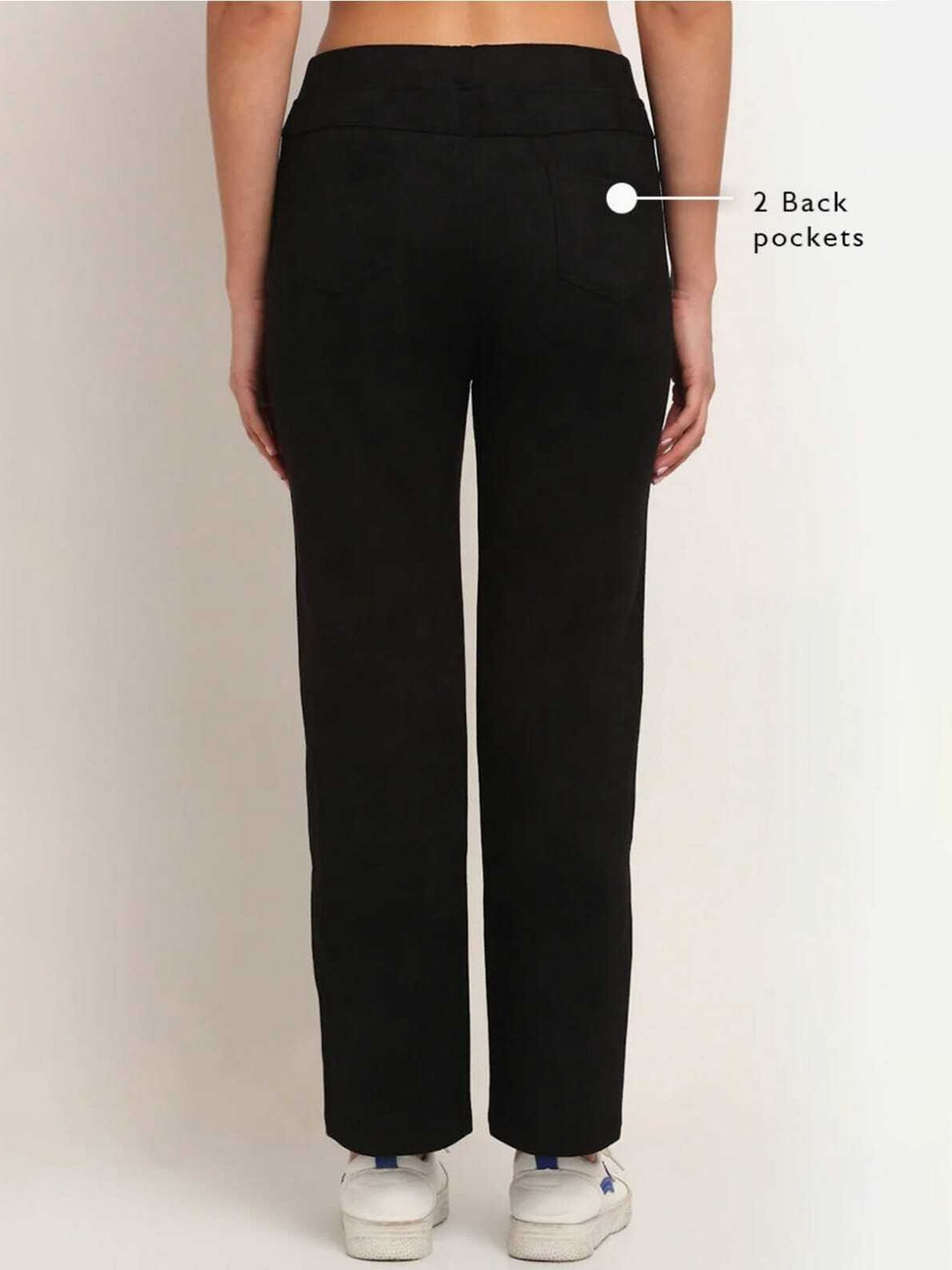 

BROADSTAR Women Smart Straight Fit High-Rise Easy Wash Trousers, Black