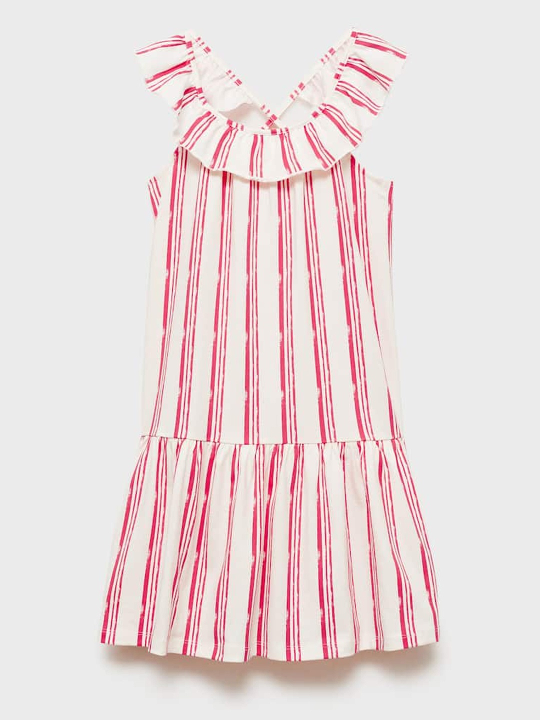 

Mango Kids Girls Striped Pure Cotton Drop-Waist Dress, Off white
