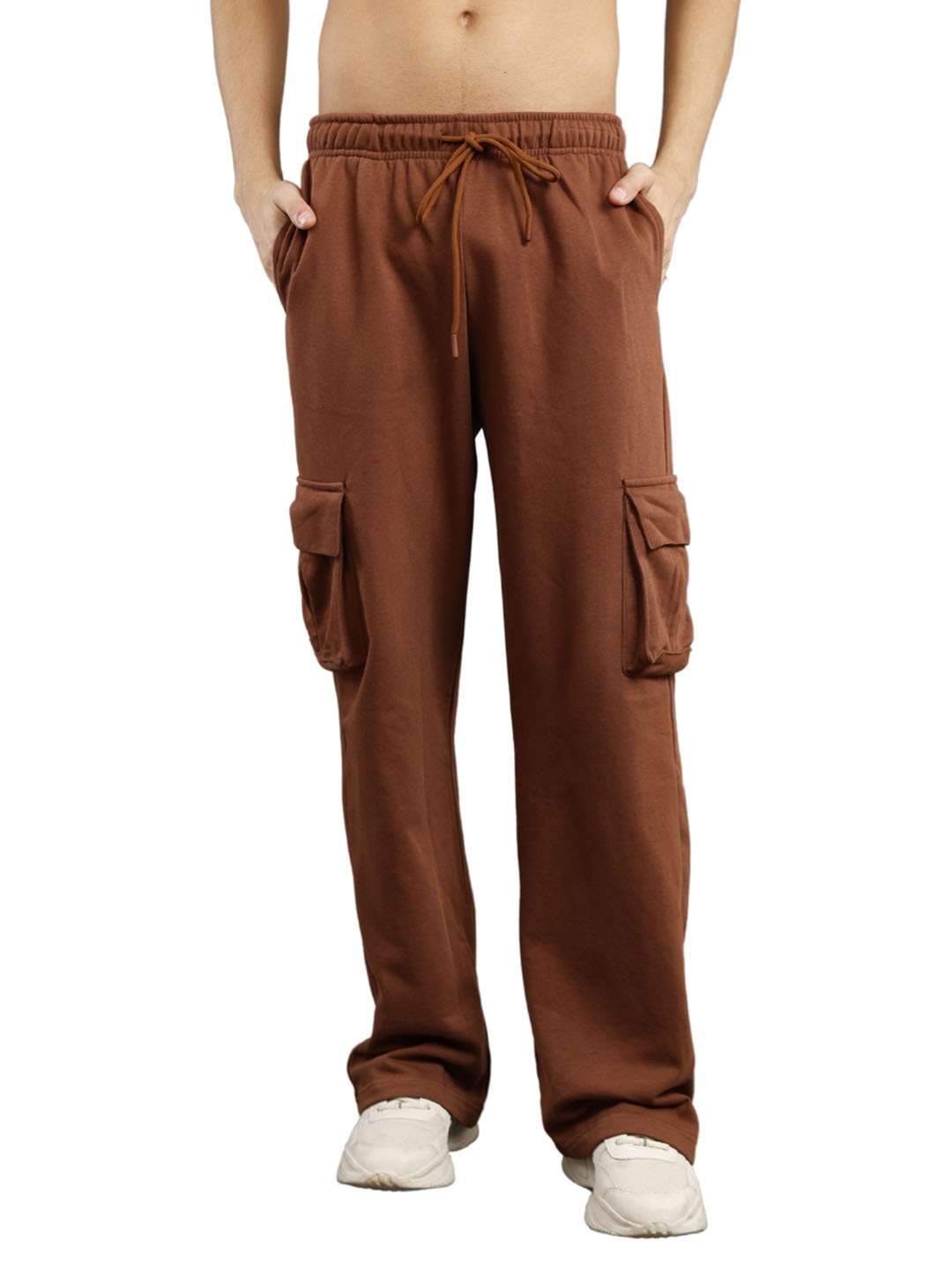 

PRONK Men Cotton Relaxed-Fit Track Pants, Brown