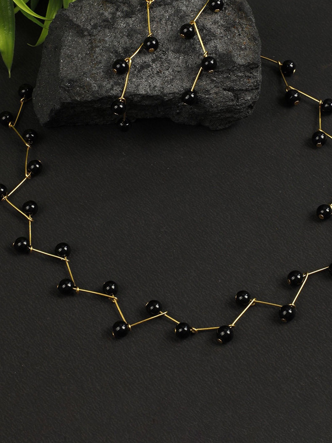 

Oxidized Heaven Gold Plated Beaded Necklace and Earrings