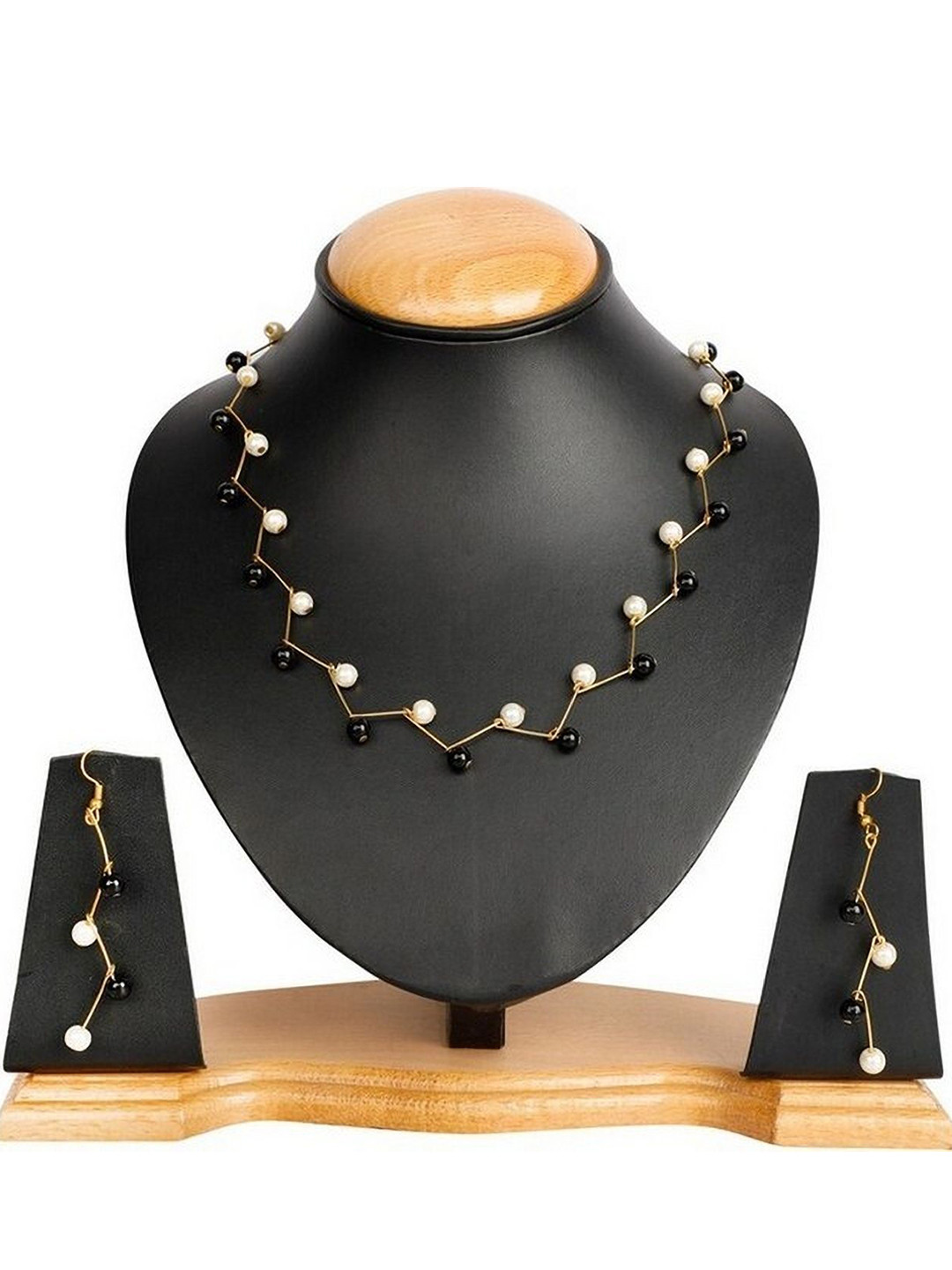 

Oxidized Heaven Gold-Plated Beaded Necklace and Earrings