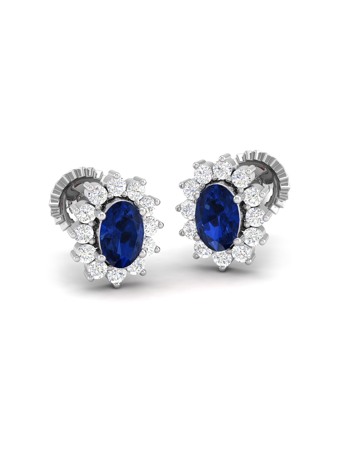 

AKSHAT SAPPHIRE 92.5 Sterling Silver Rhodium-Plated Contemporary Cubic Zirconia Studs, Blue