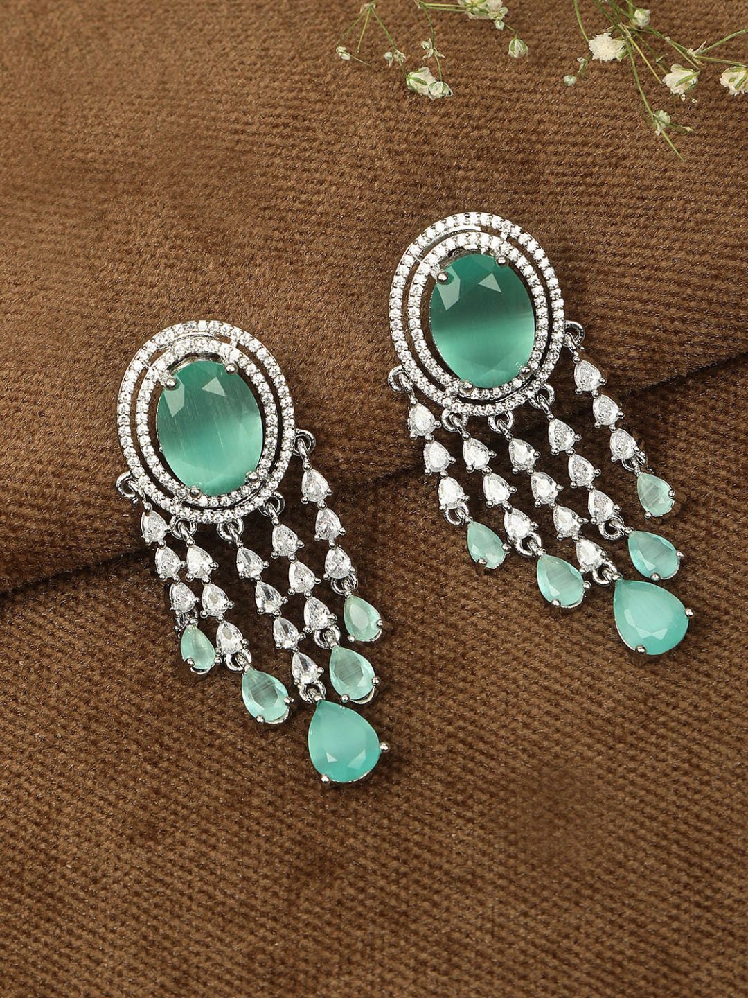 

House of Pataudi Silver-Plated AD-Studded Earrings