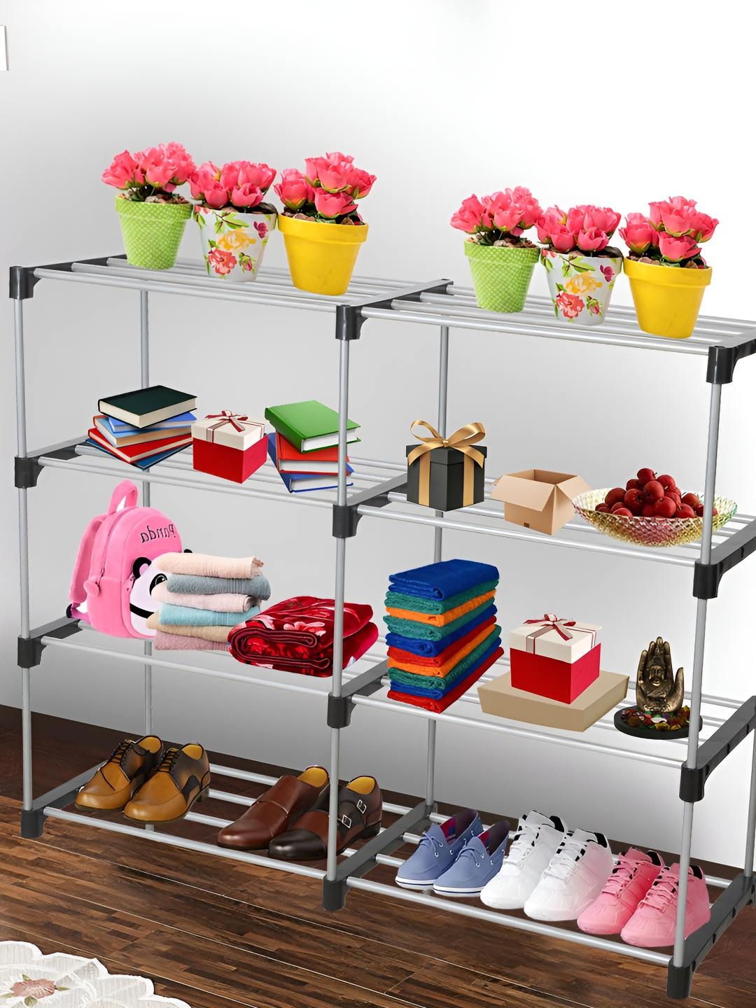 

Decent Hut Black 8 Shelves Multipurpose Foldable Shoe Rack