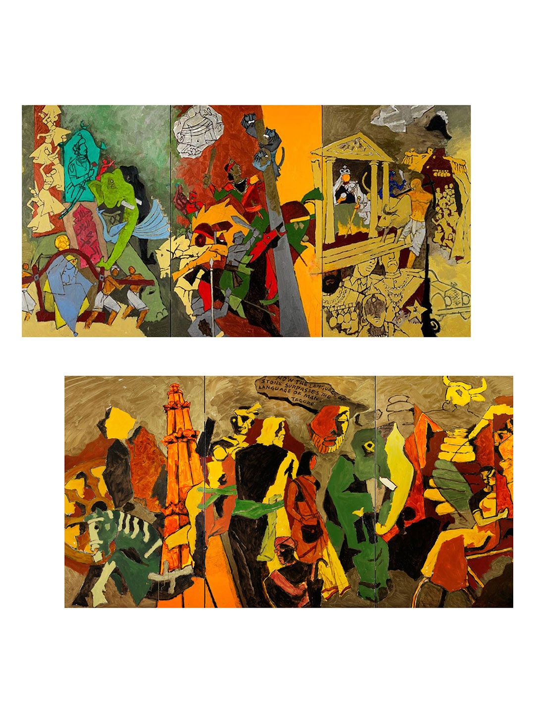 

Adventures India Green & Orange 2Pcs Wooden Other Wall Paintings