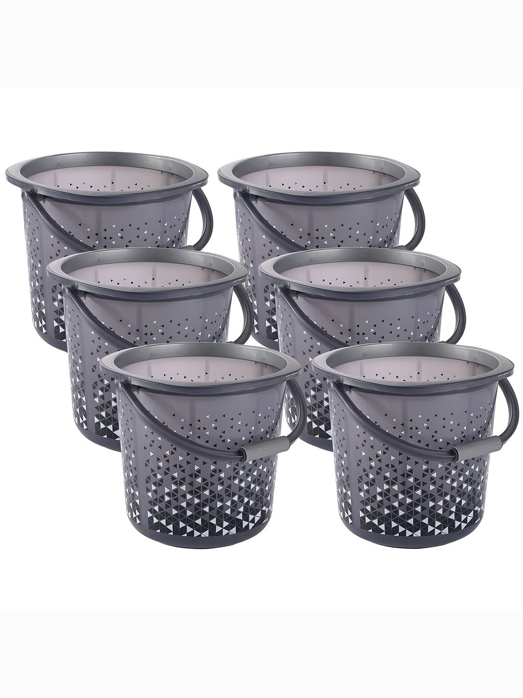 

Kuber Industries Black 6 Pieces Floral Printed Buckets-18 Litres
