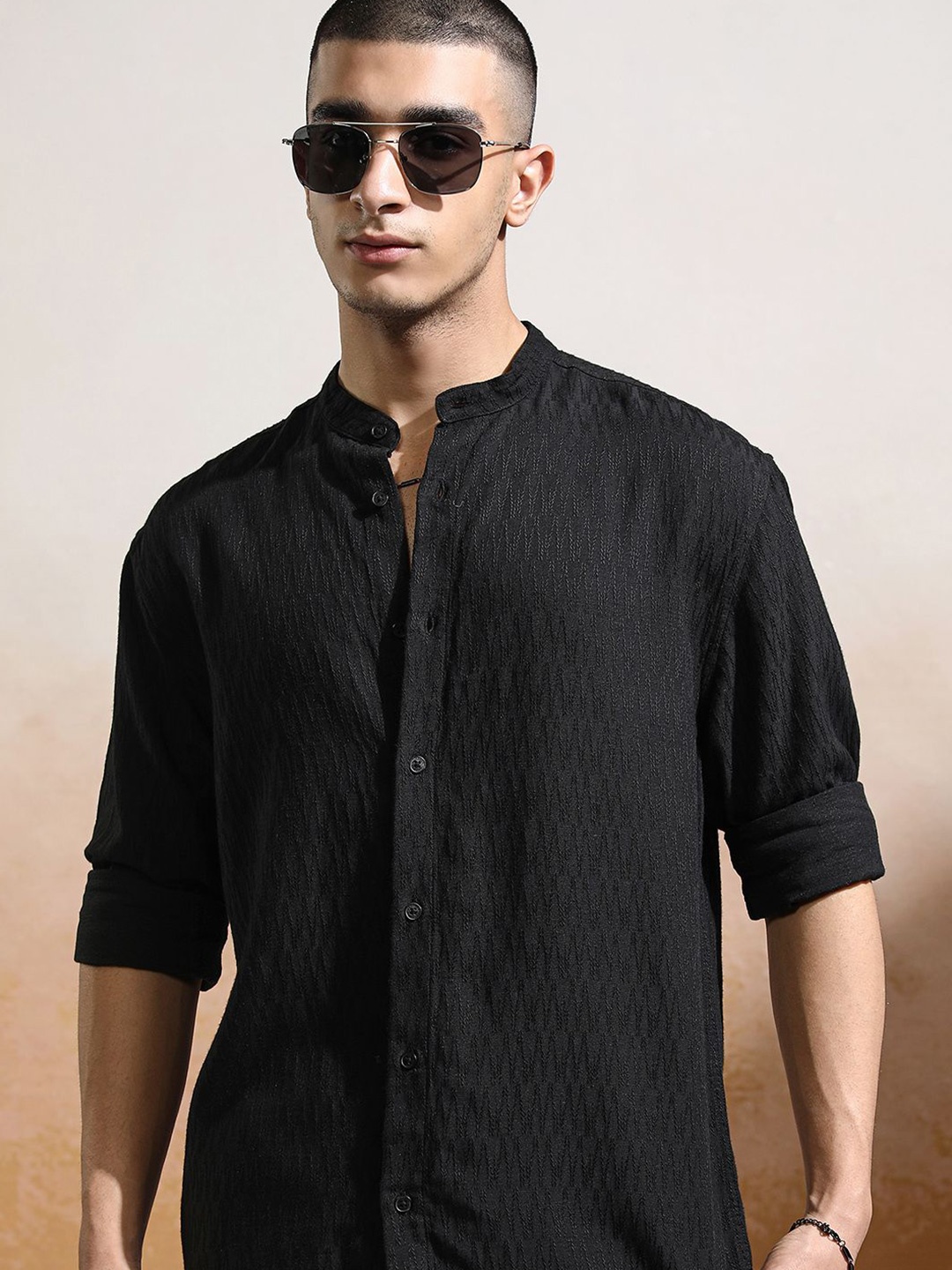 

HIGHLANDER Men Opaque Casual Shirt, Black