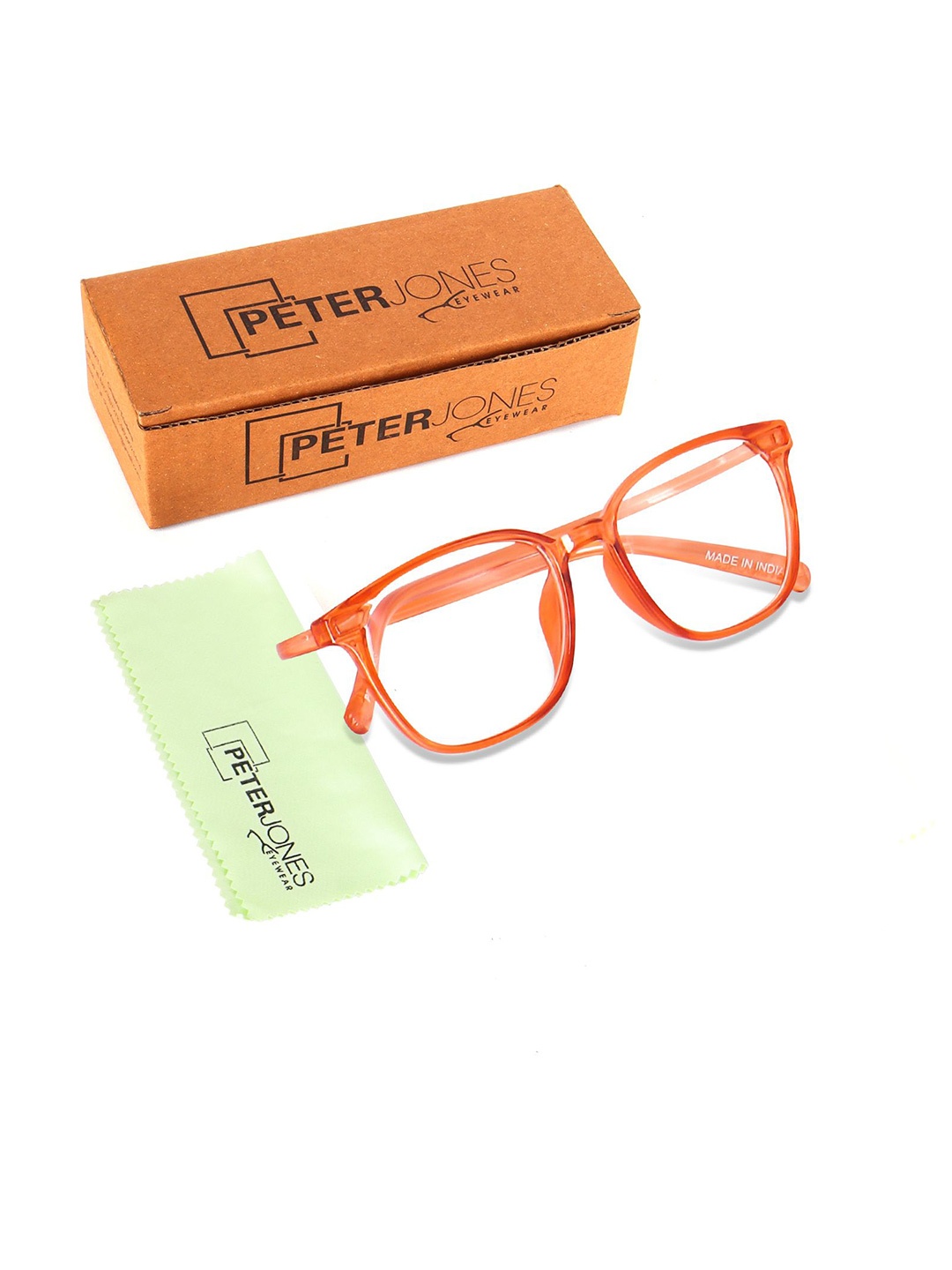 

Peter Jones Eyewear Unisex Full Rim Square Frames, Orange