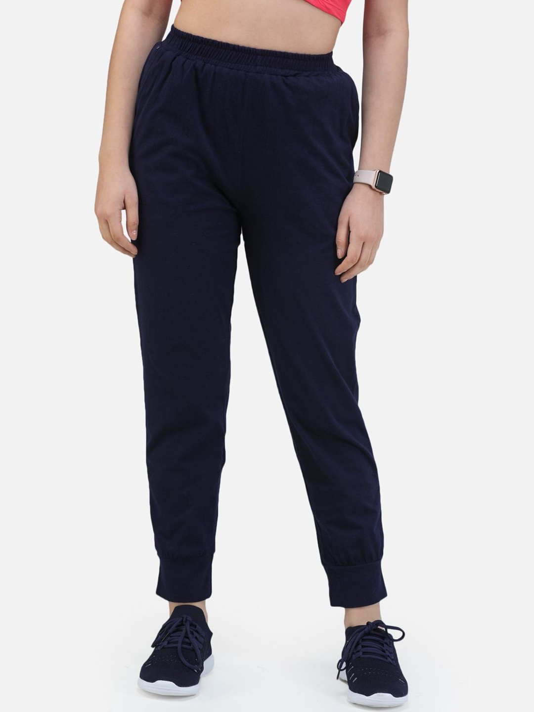 

SCORPIUS Women Relaxed Fit Mid Rise Joggers, Navy blue