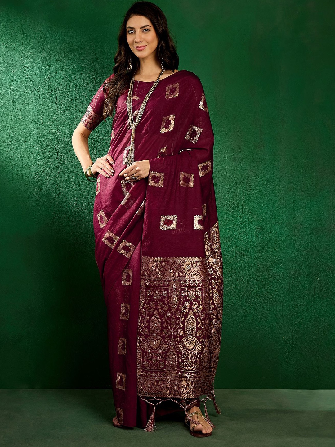 

A.V.M Prints Woven Design Zari Saree, Purple