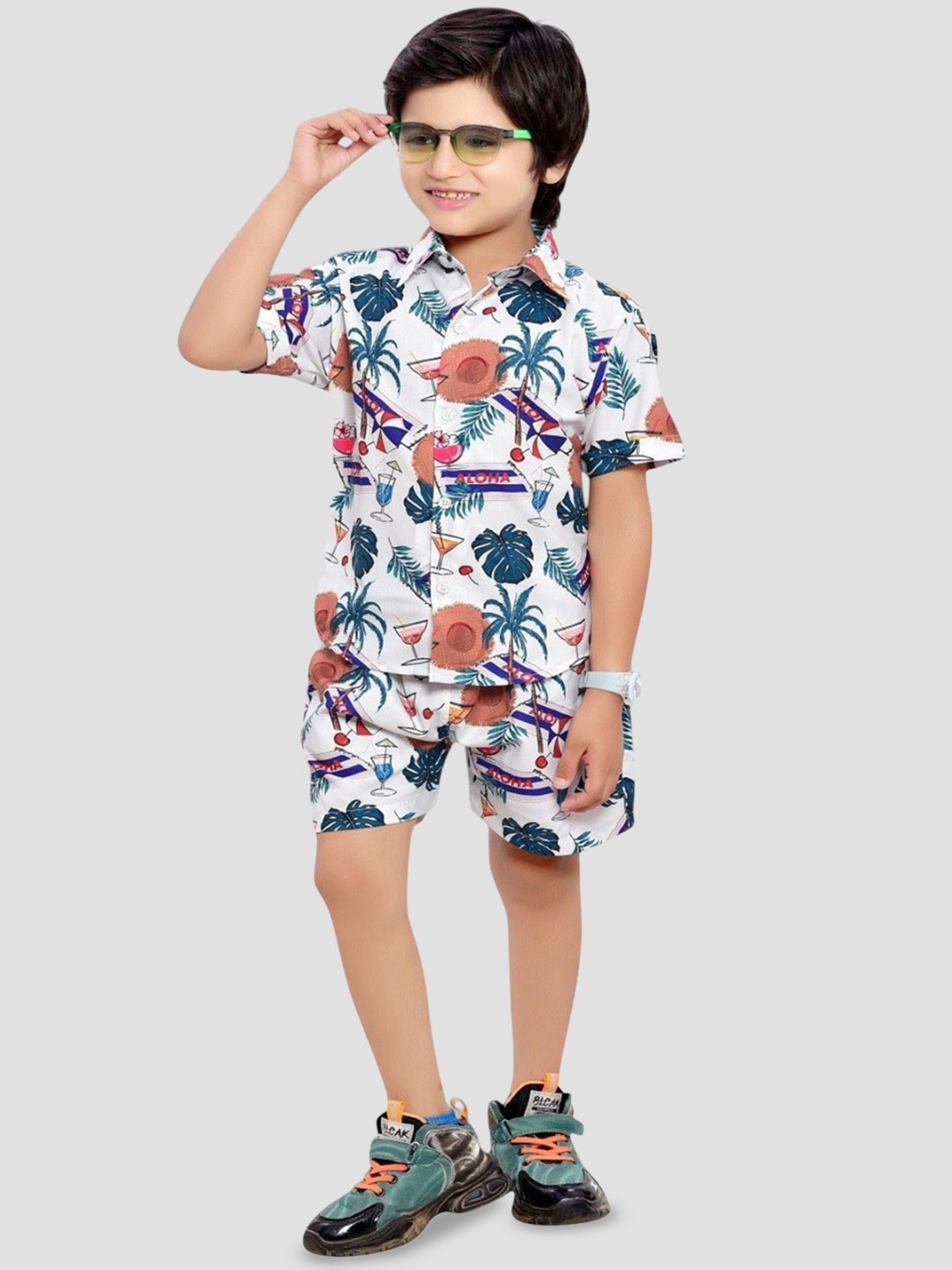 

BAESD Boys Printed Pure Cotton Clothing Set, White