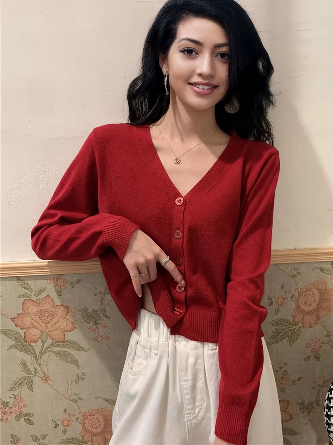 

StyleCast Women Woollen Cardigan, Red