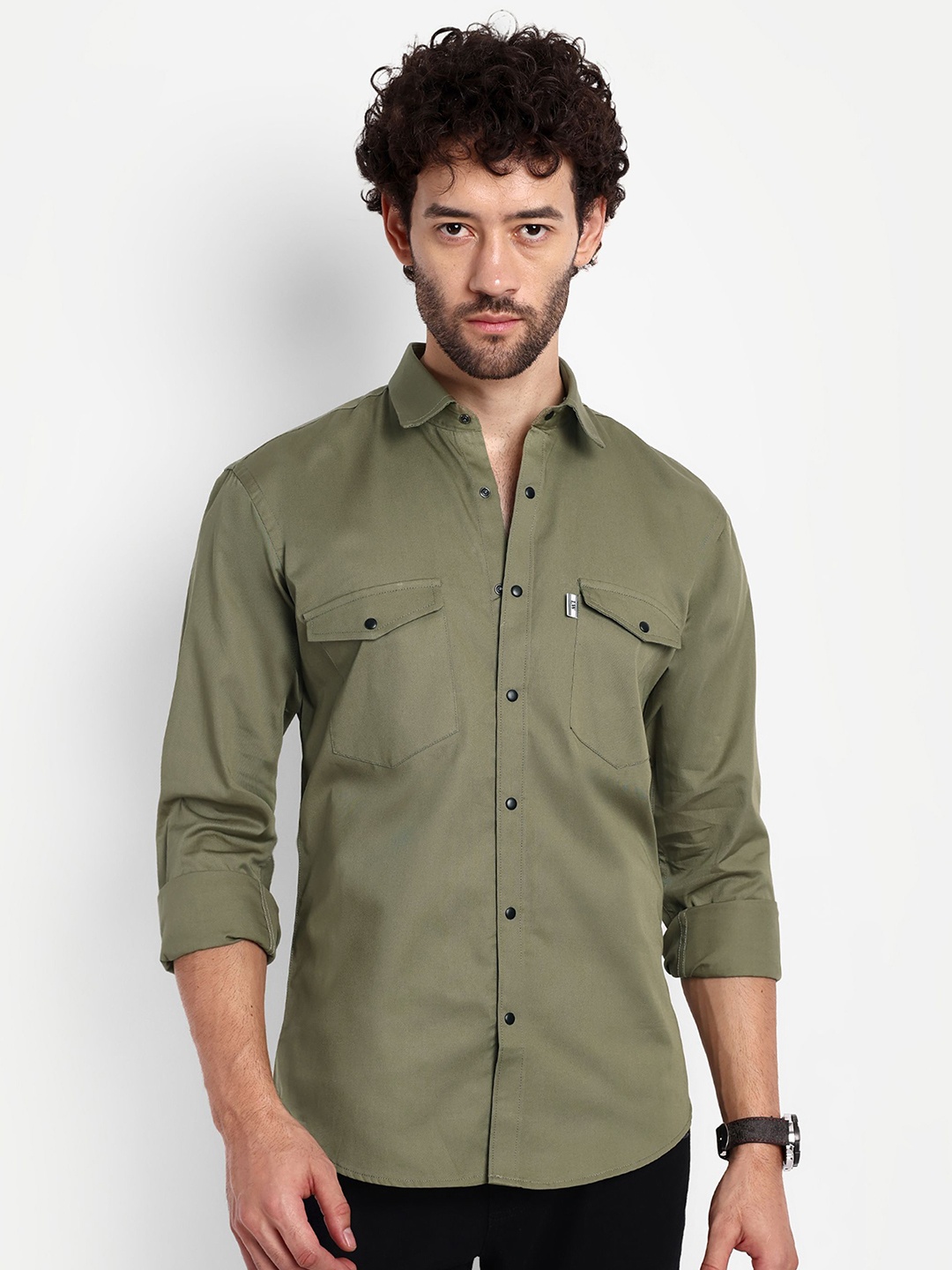 

Lewogle Men Opaque Casual Shirt, Green