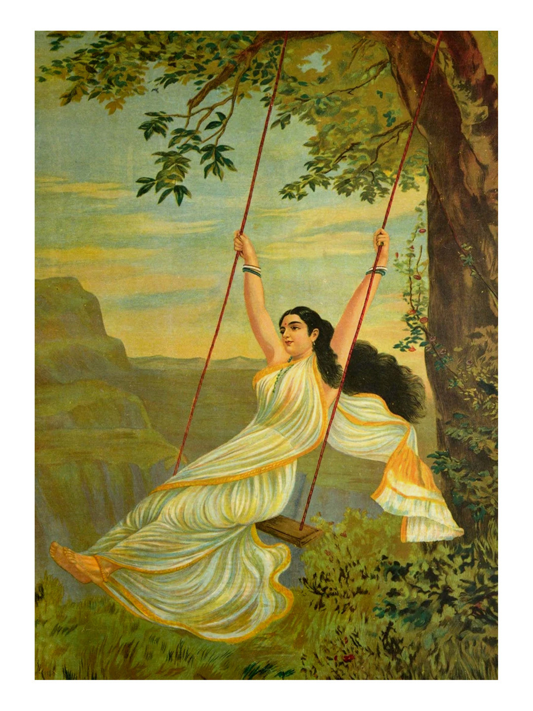

Adventures India Green & White Wooden Painting Wall Art