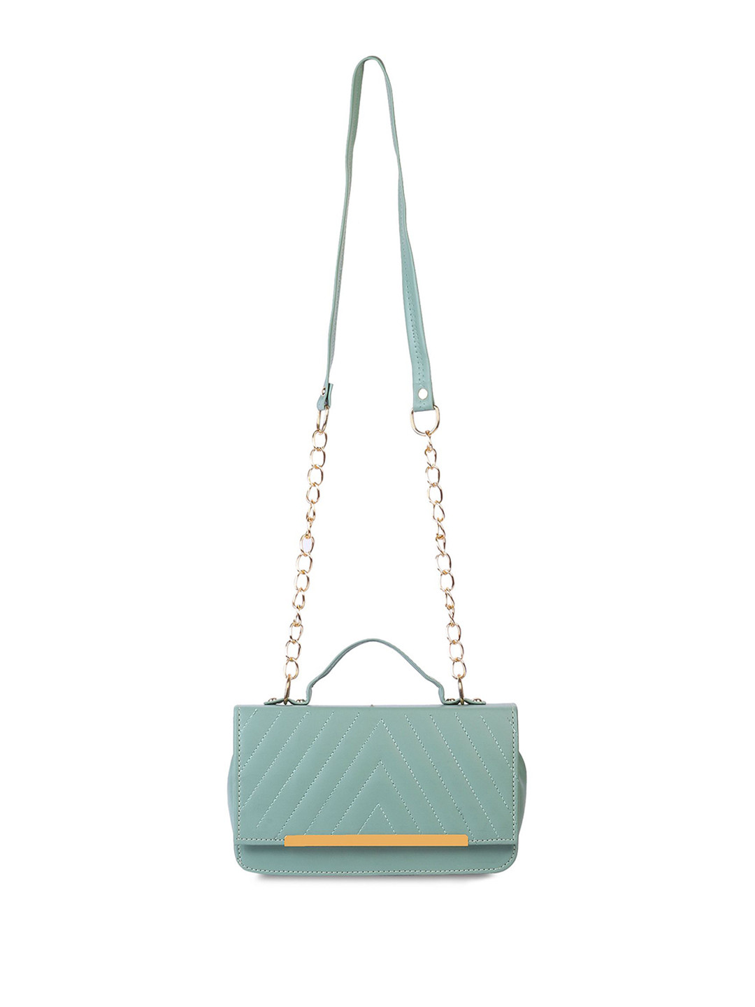 

DressBerry Textured PU Structured Sling Bag with Quilted, Green