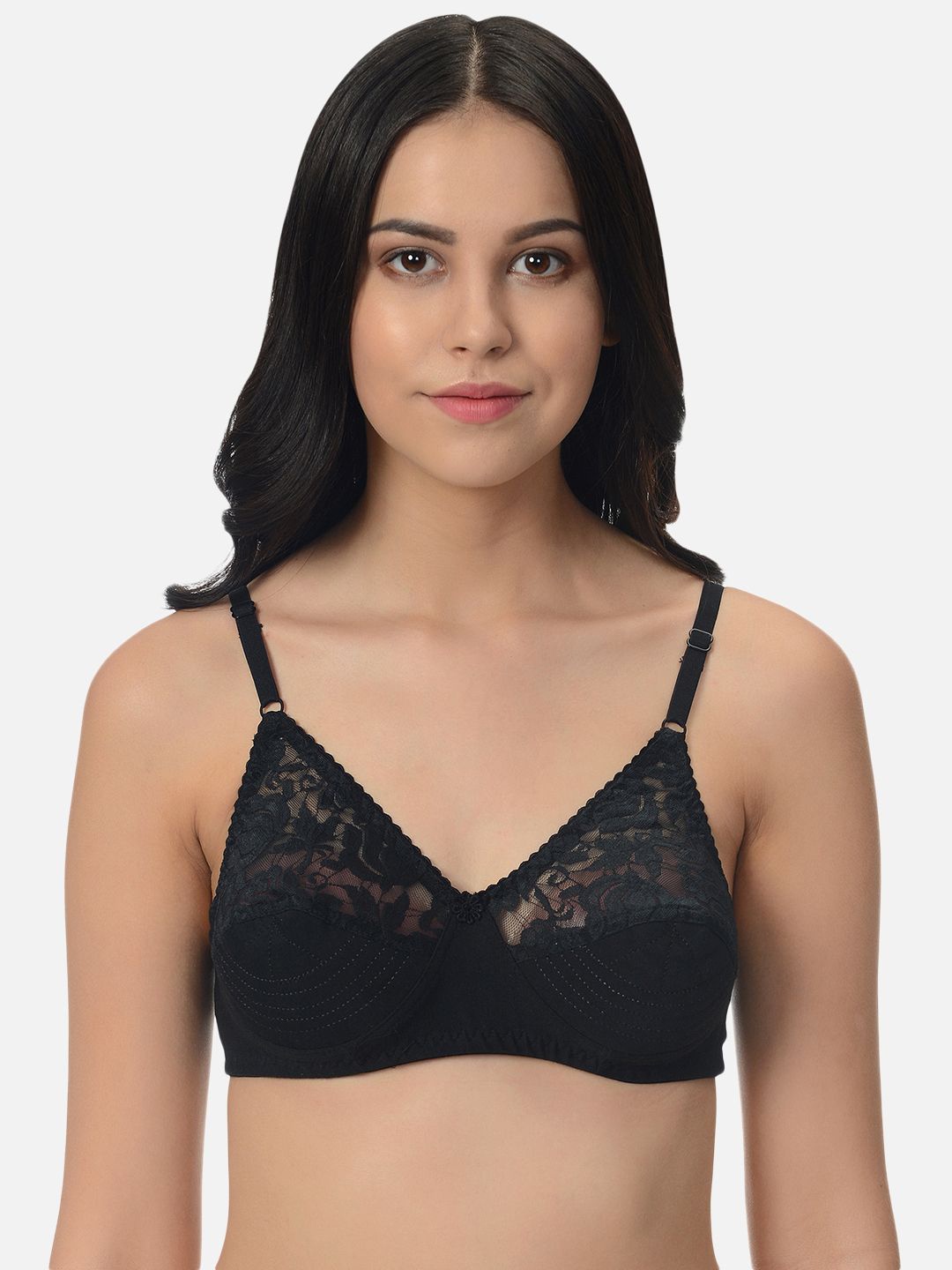 

mod & shy Floral Self Design Medium Coverage Everyday Bra, Black