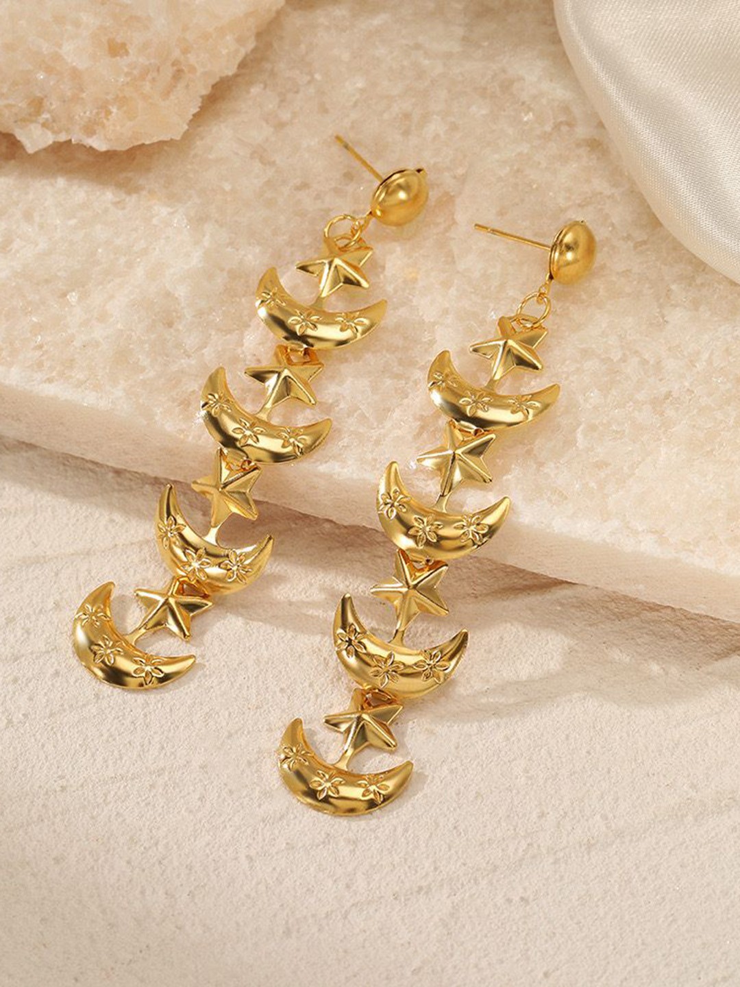 

Just Lil Things Stainless Steel Contemporary Drop Earrings, Gold