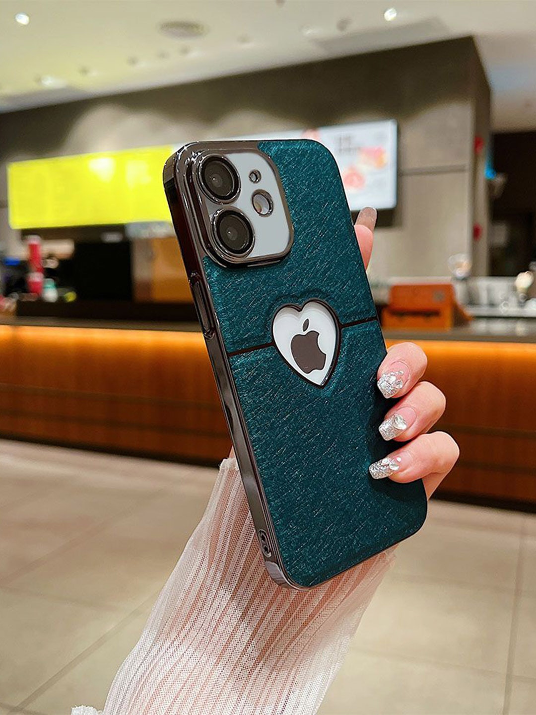 

Luxury Kase Textured Printed iPhone 12 Back Case, Teal