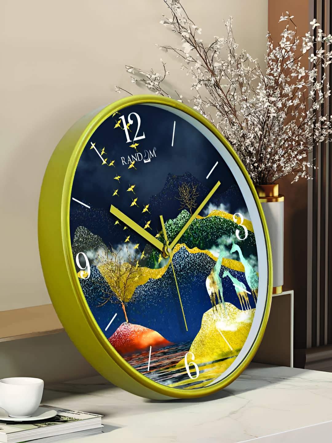 

RANDOM Printed Round Shaped Sweep Silent Movement Contemporary Wall Clock, Green