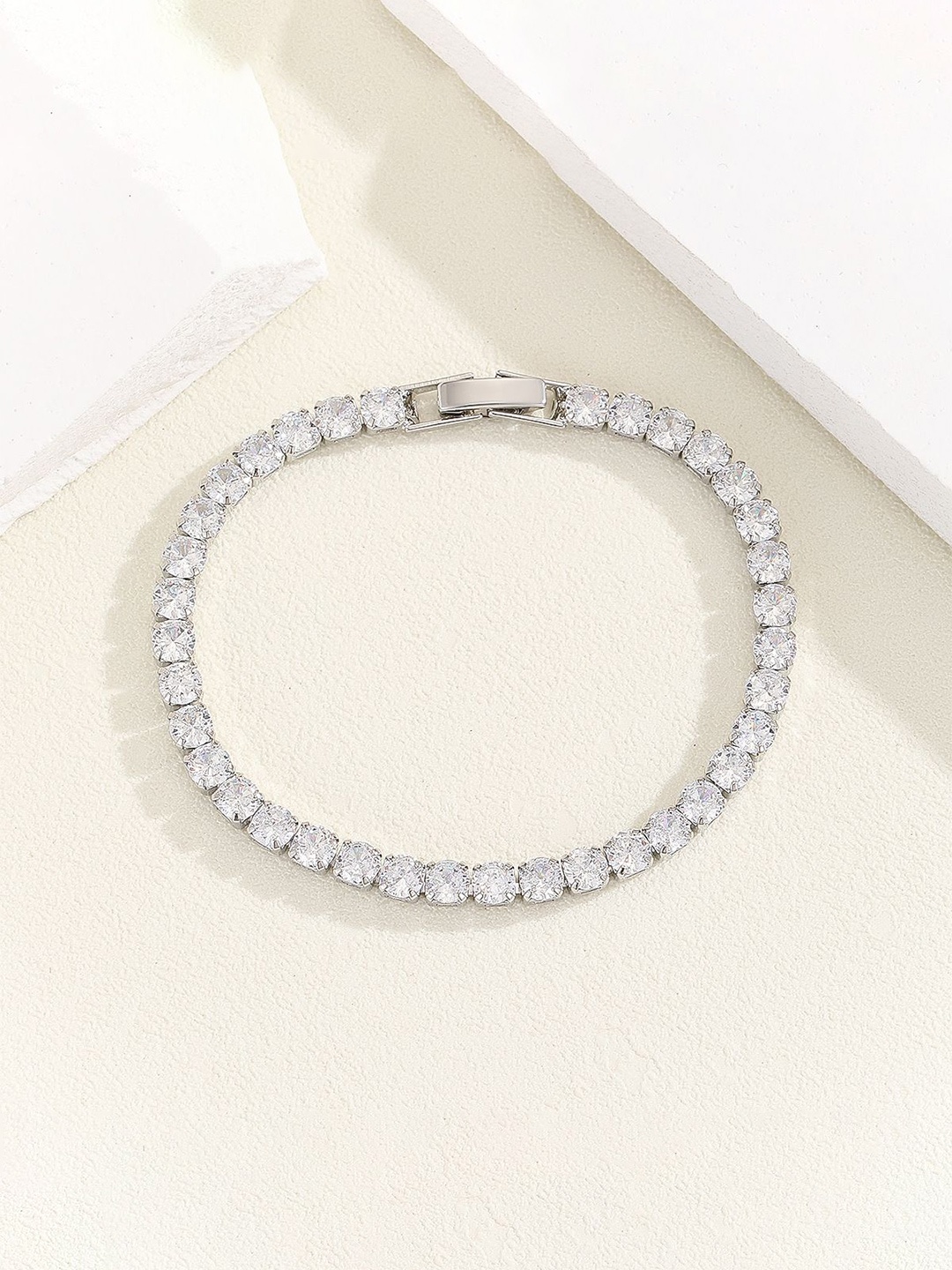 

Just Lil Things Women Artificial Stones Studded Wraparound Bracelet, Silver