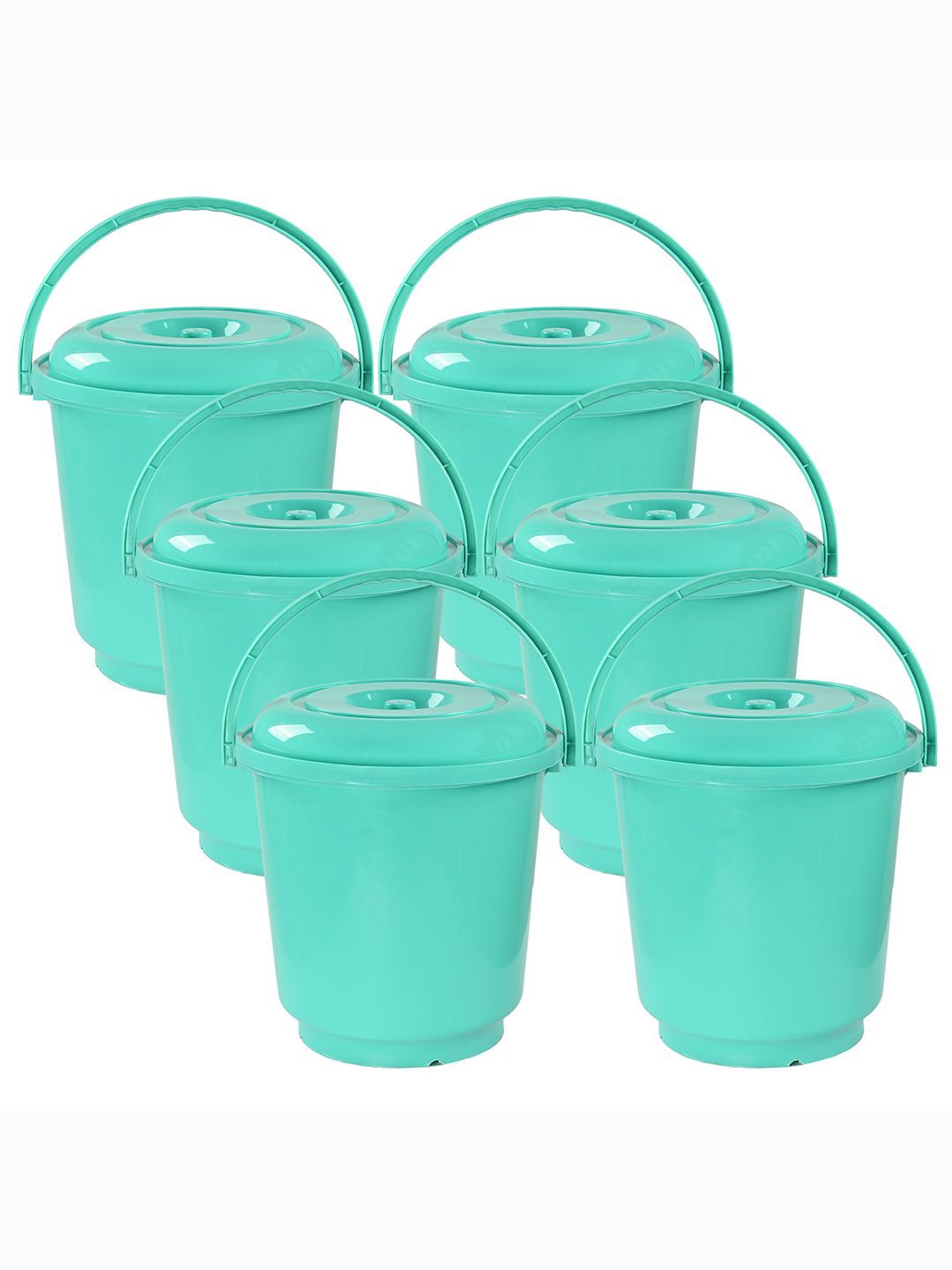 

Kuber Industries Green 6 Pieces Bathroom Buckets-18 L