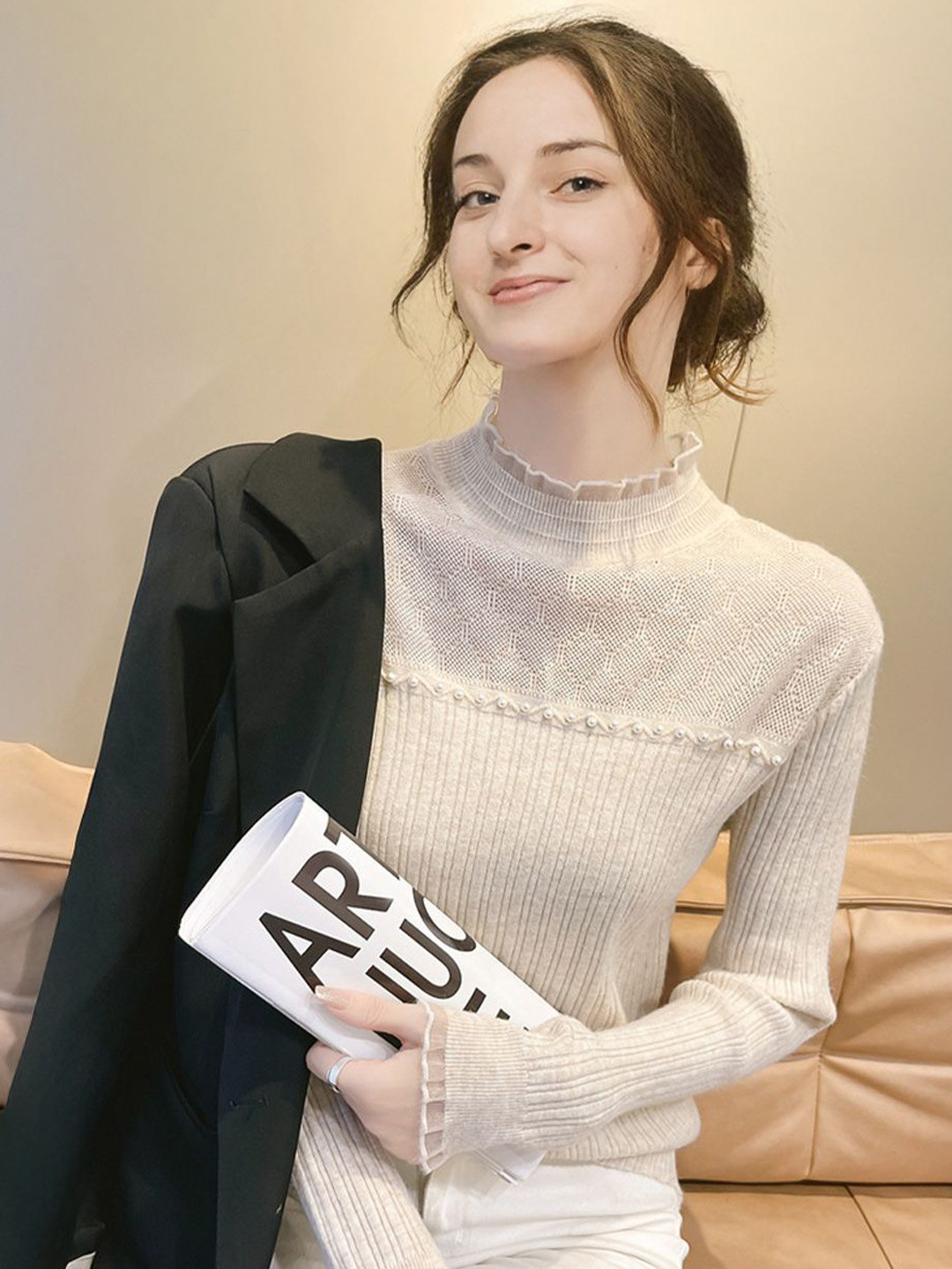 

StyleCast Sweater, Beige