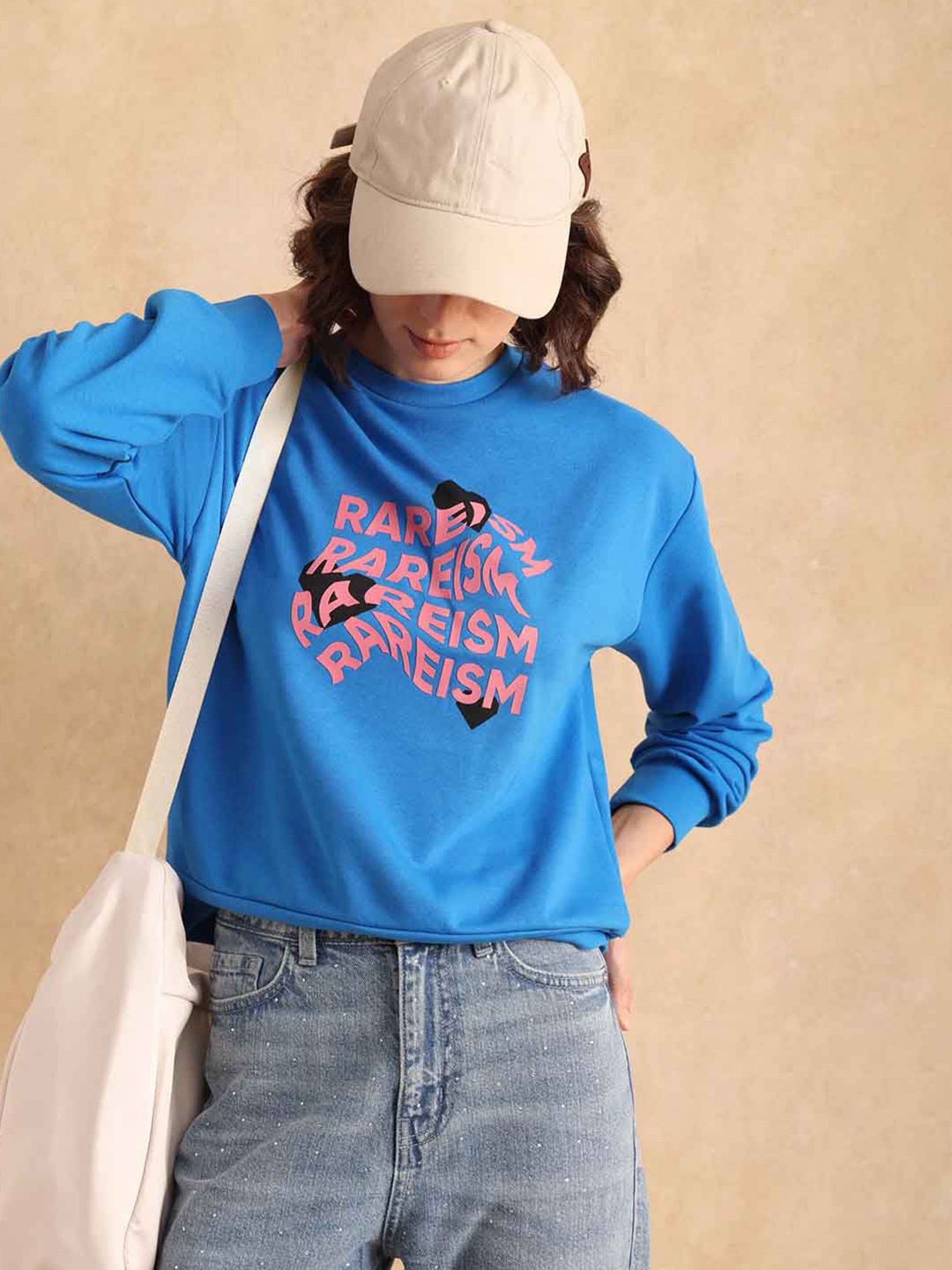 

RAREISM Women Printed Sweatshirt, Blue