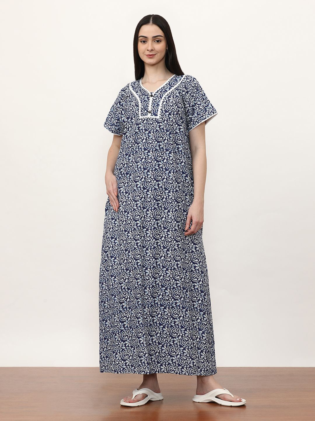 

Jaipur Kurti Printed Maxi Nightdress, Blue