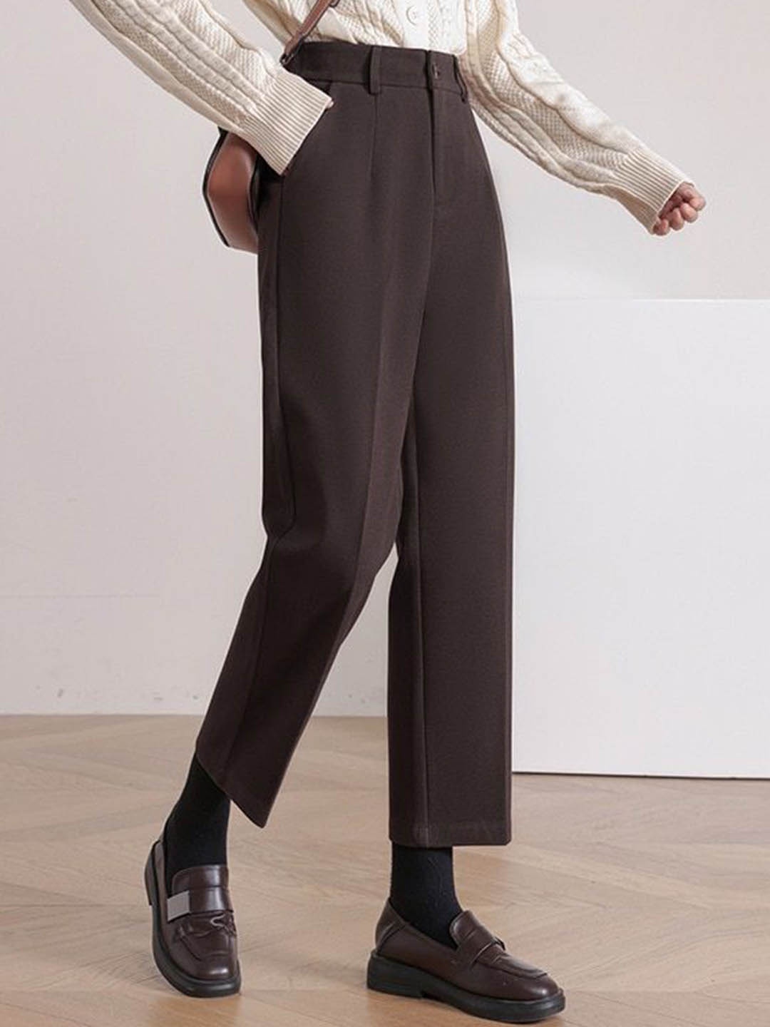 

StyleCast Women Regular Fit Mid-Rise Formal Trousers, Brown