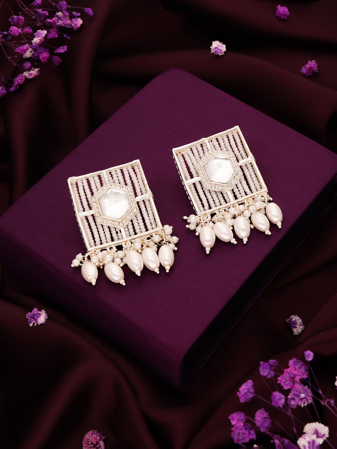 

VEDDA Square Drop Earrings, White