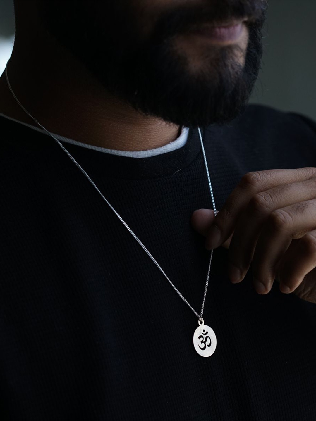 

House of Aadyaa Om Circular-Shaped Pendants With Chain, Silver