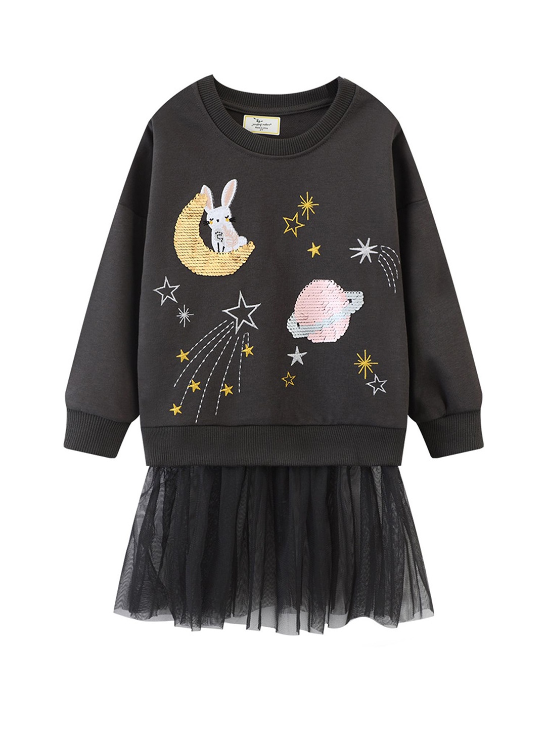 

LULU & SKY Embellished Drop-Waist Dress, Black