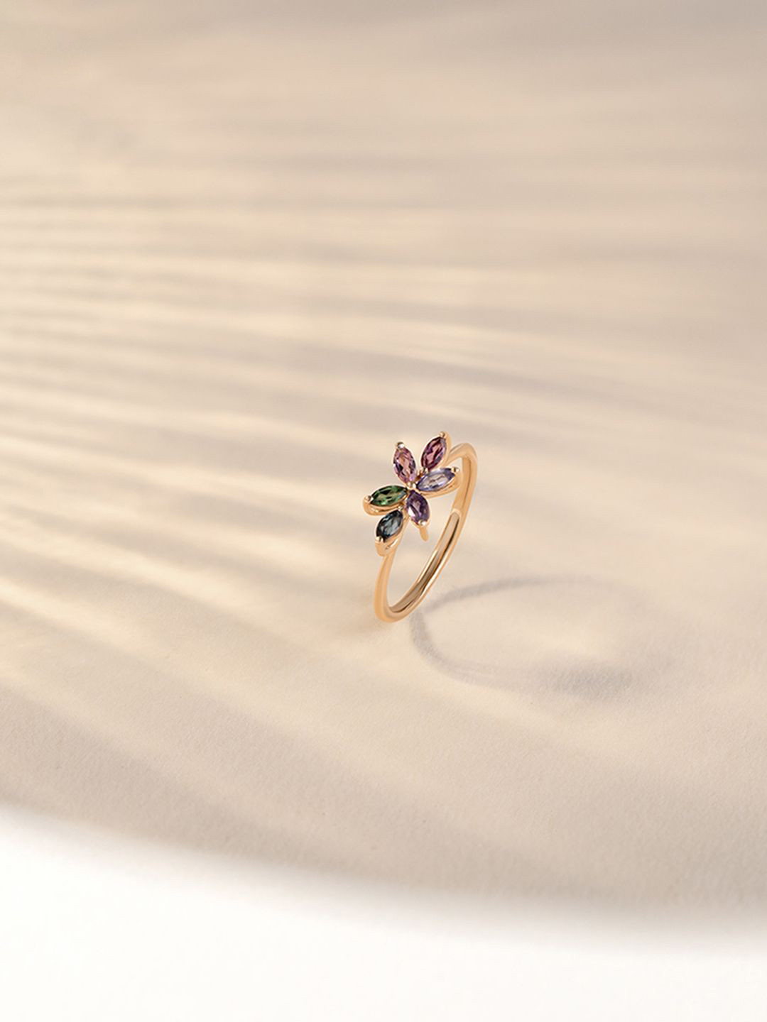 

Mia by Tanishq Women Twilight Bloom Amethyst 14 Kt Gold Finger Ring 1.85g