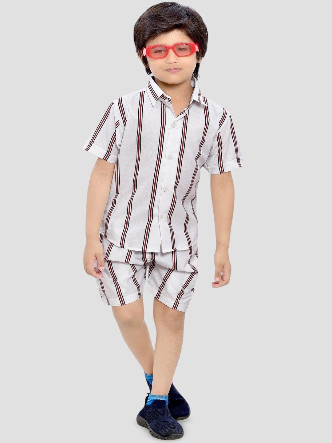 

BAESD Boys Striped Pure Cotton Clothing Set, White